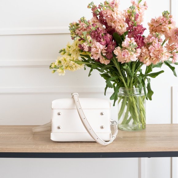 😍 NEW COLOR * Stella Mini Satchel Bag - Genuine Leather - Chalk - Picture 5 of 10